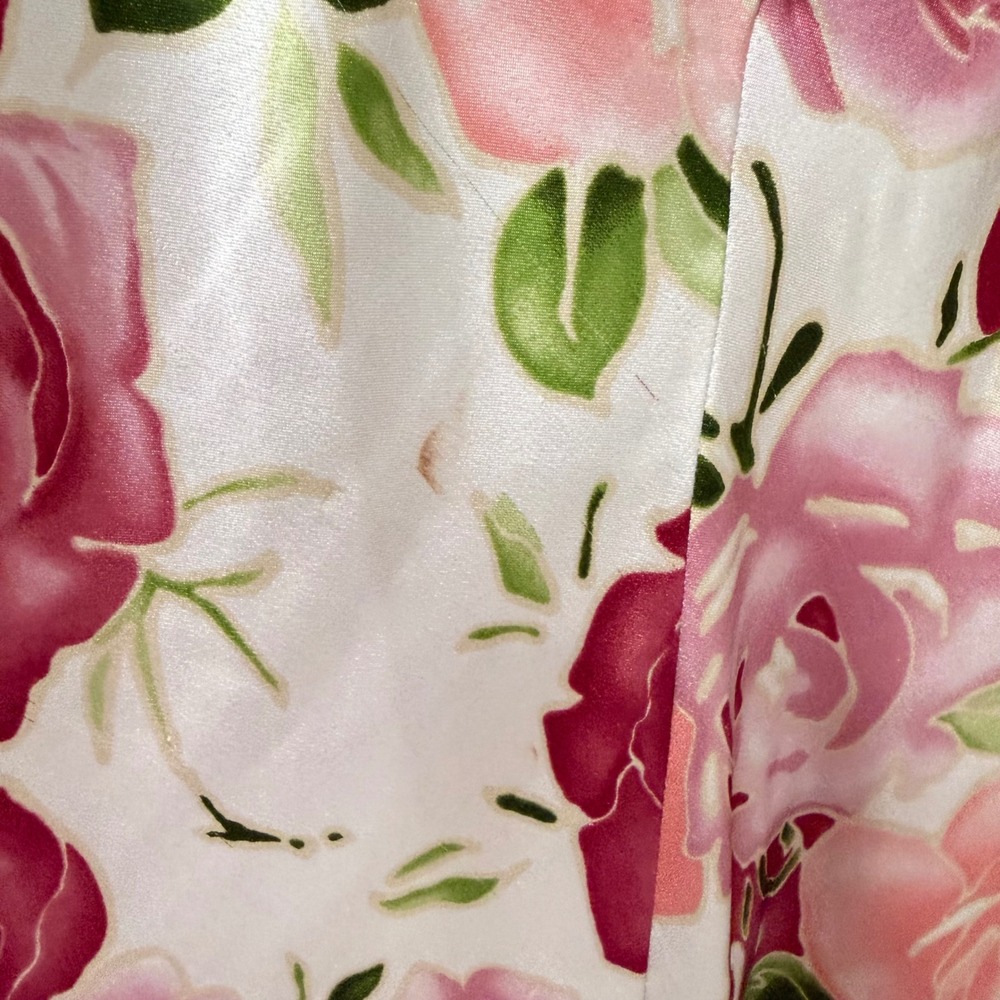 Oscar de la Renta Nightgown Large Floral Satin Pink Label Sleeveless - Picture 4 of 6